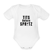 Tits Before Spritz Baby Bio-Kurzarm-Body - Black Print